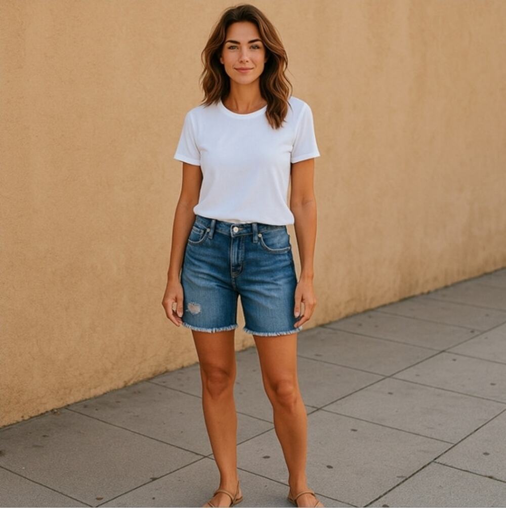 Mossimo Boyfriend Short Denim Shorts Size 0 / 25 Stretch Acid Washed